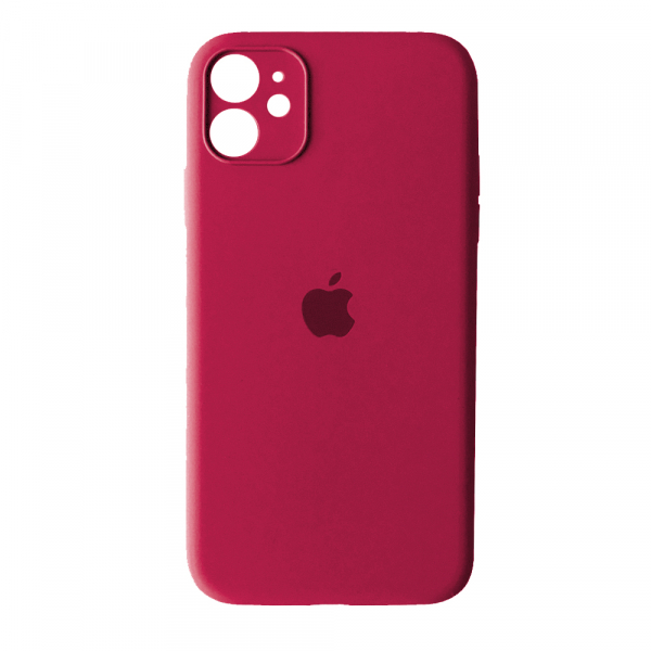 Silicone Case Full Camera Protective (AA) для iPhone 12 (6.1") (Rose Red)-0